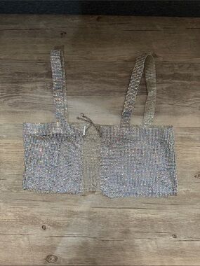 Mango Iridescent Rhinestone Crop Tank Top